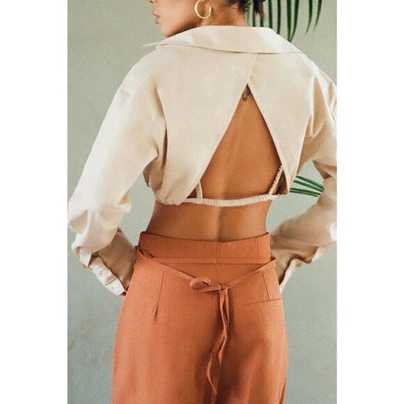 Zara Full Length Linen Blend Pants Brown - Picture 11 of 11